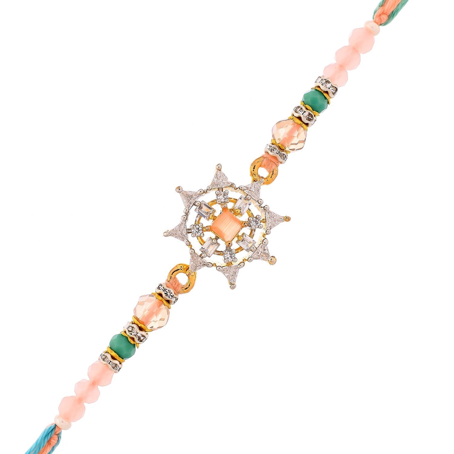 trueBrowns X Voylla Men's Pastel Designer American Diamond Beaded Thread Rakhi For Brother