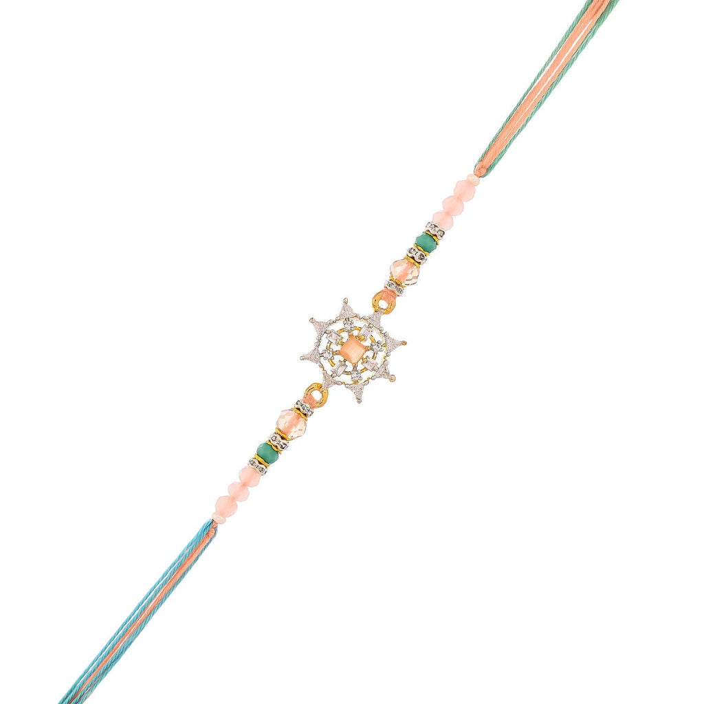 trueBrowns X Voylla Men's Pastel Designer American Diamond Beaded Thread Rakhi For Brother