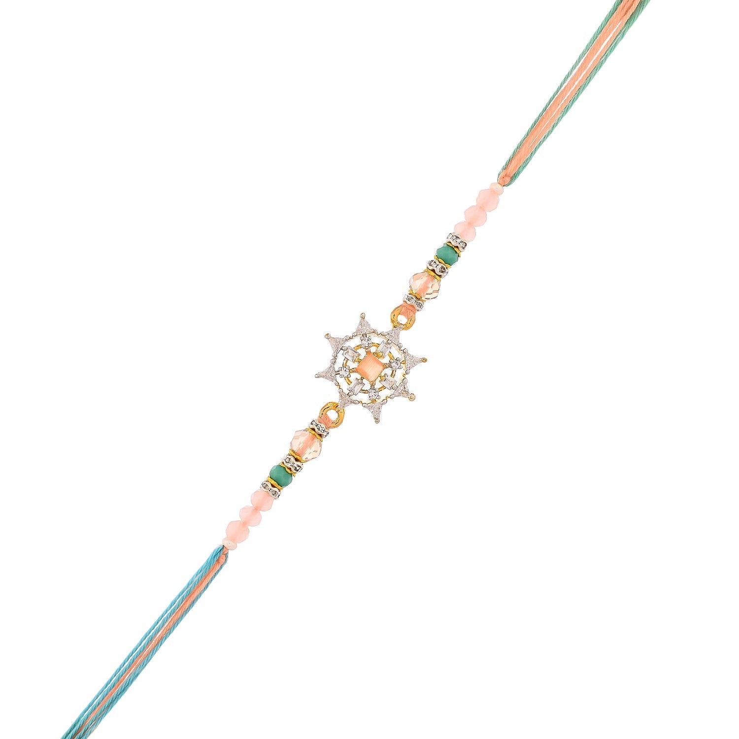 trueBrowns X Voylla Men's Pastel Designer American Diamond Beaded Thread Rakhi For Brother