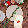 trueBrowns X Voylla Men's Green Enamelled White Pearls Thread Rakhi For Brother