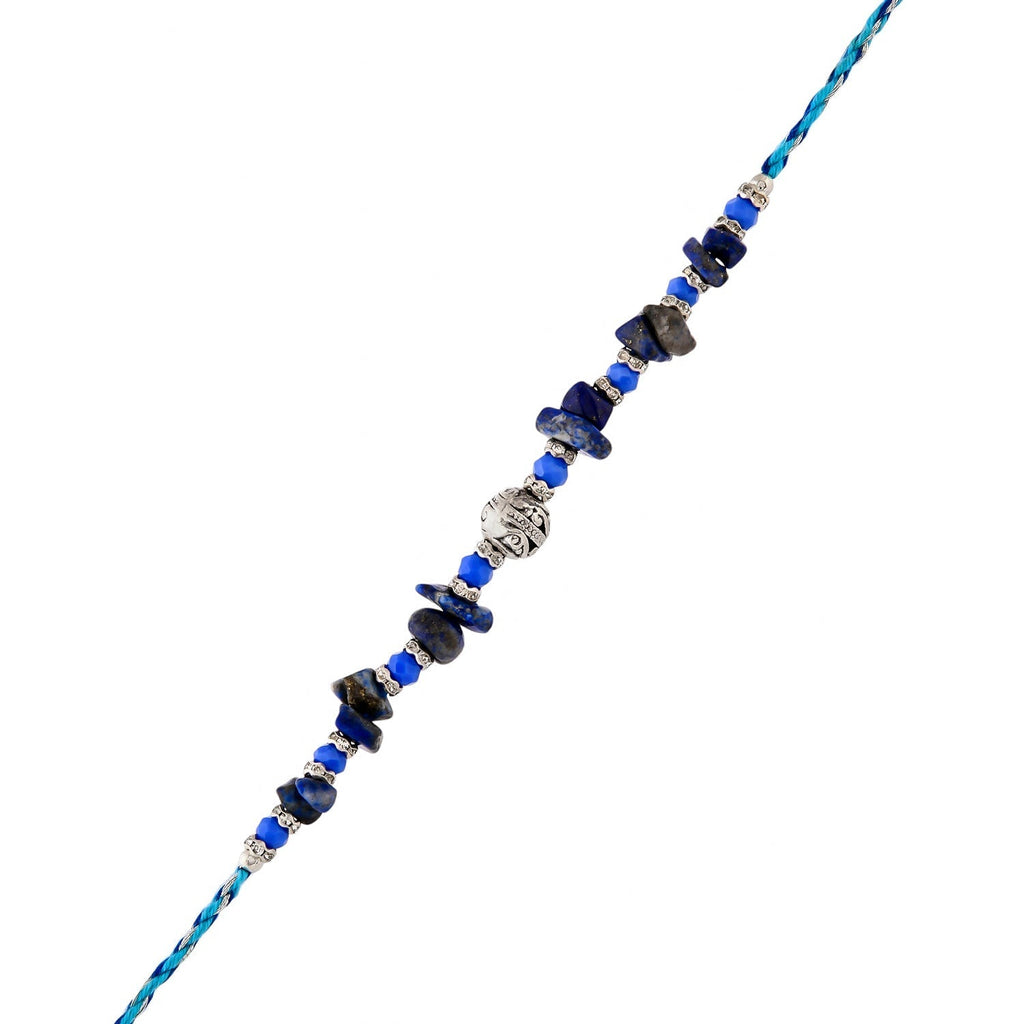 trueBrowns X Voylla Blue Beads Bohemian Motif Thread Rakhi For Brother