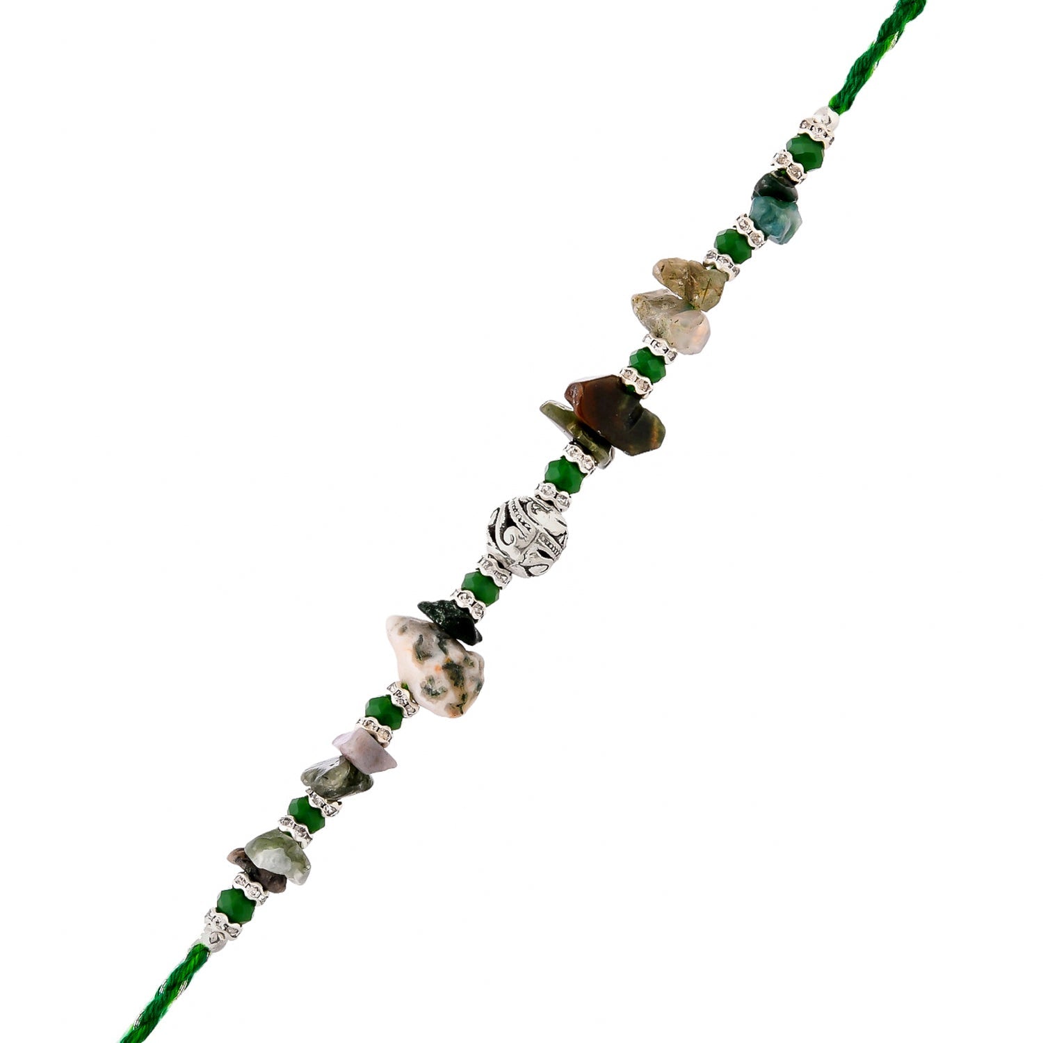trueBrowns X Voylla Green Beads Bohemian Motif Thread Rakhi For Brother
