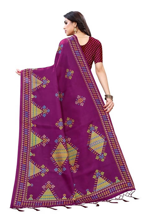 Vamika Wine Red Kalamkari Print With Jhalar Khadi Silk Saree (KITE WINE)