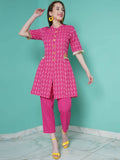Women Republic Pink Cotton Kantha Kurta Set