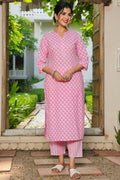 Aramya Straight Soft Cotton Floral Print Women's Kurta - Pink