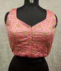 Kia Fashions Pink Golden All Over Embroidered Readymade Blouse
