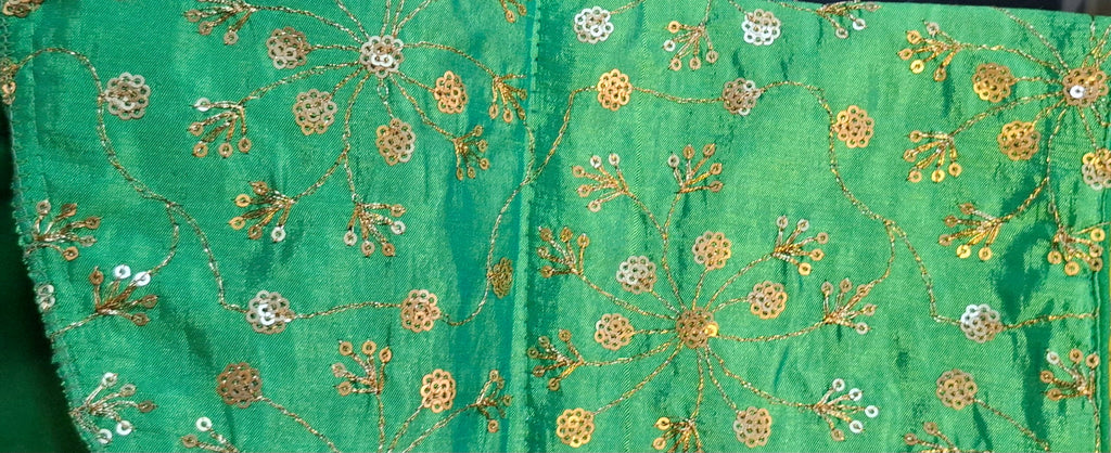 Kia Fashions Green Twin Tone Golden All Over Sequins Readymade Blouse