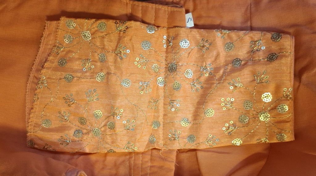 Kia Fashions Orange Twin Tone Golden All Over Sequins Readymade Blouse