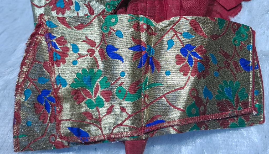 Kia Fashions Maroon Jacquard Weave Multi Color Paithani Readymade Blouse