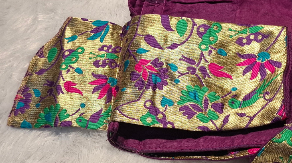 Kia Fashions Purple Jacquard Weave Multi Color Paithani Readymade Blouse