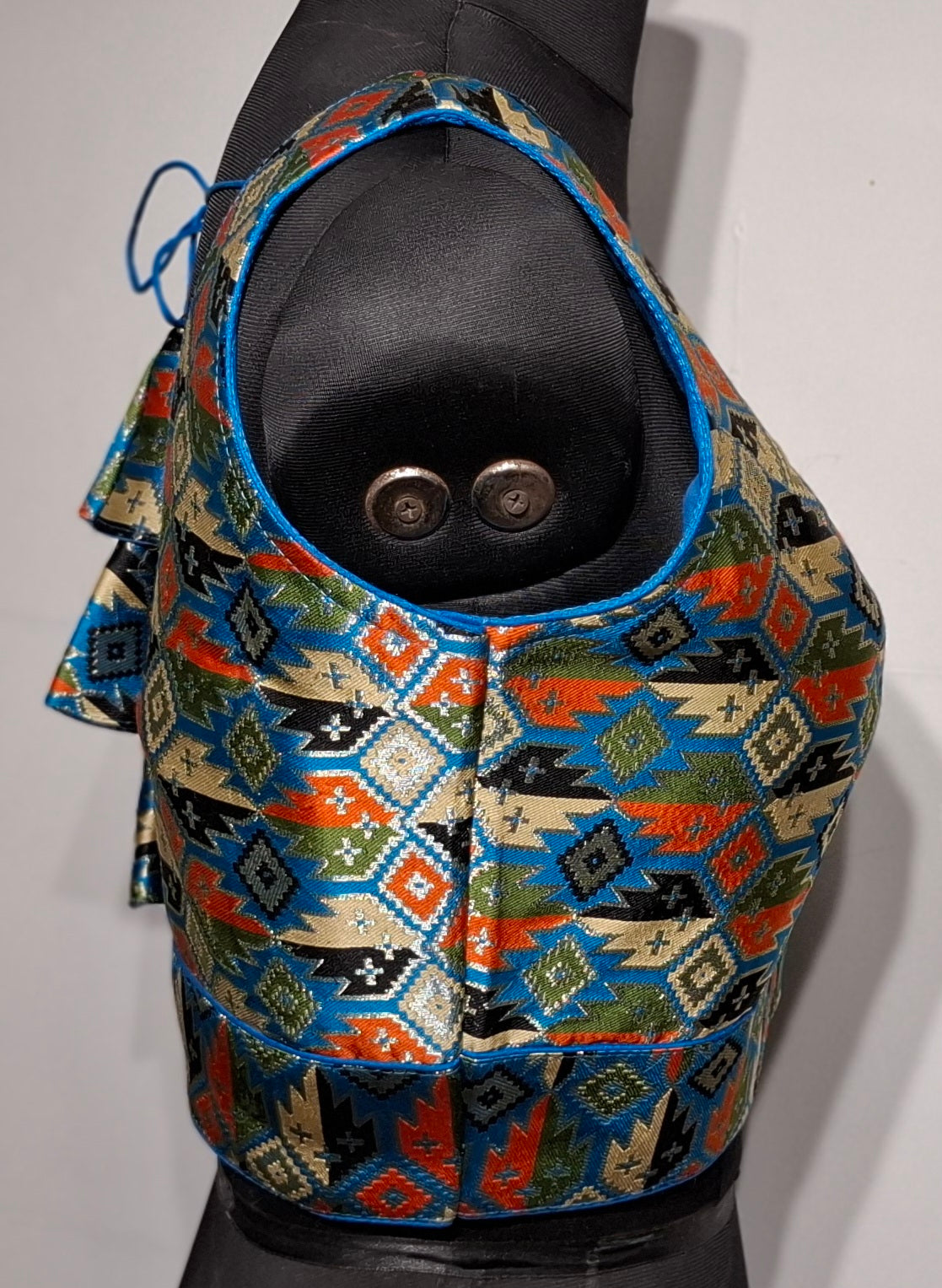 Kia Fashions Cobalt Blue Multi Color Weave Readymade Blouse