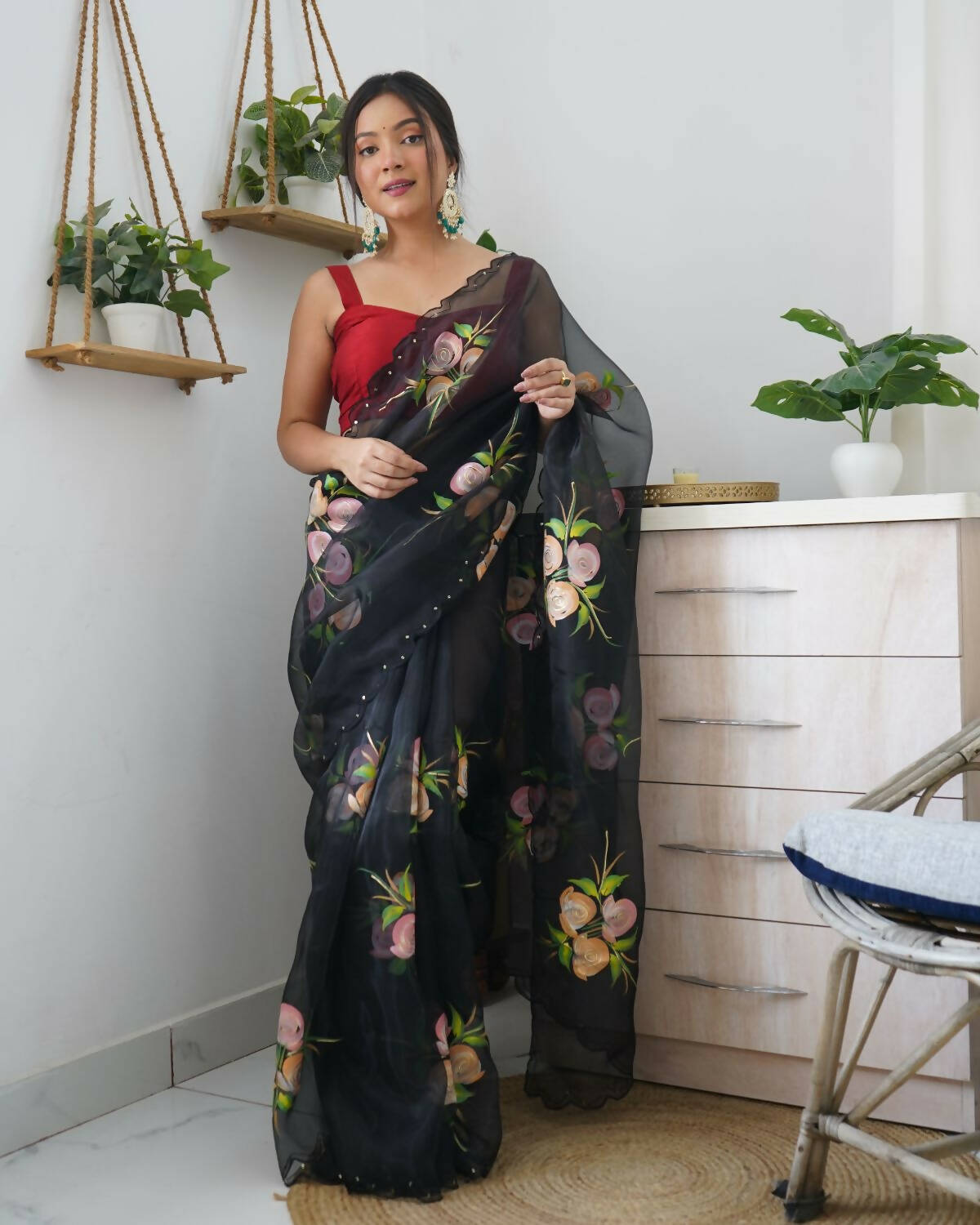 Vamsee Black Organza Saree