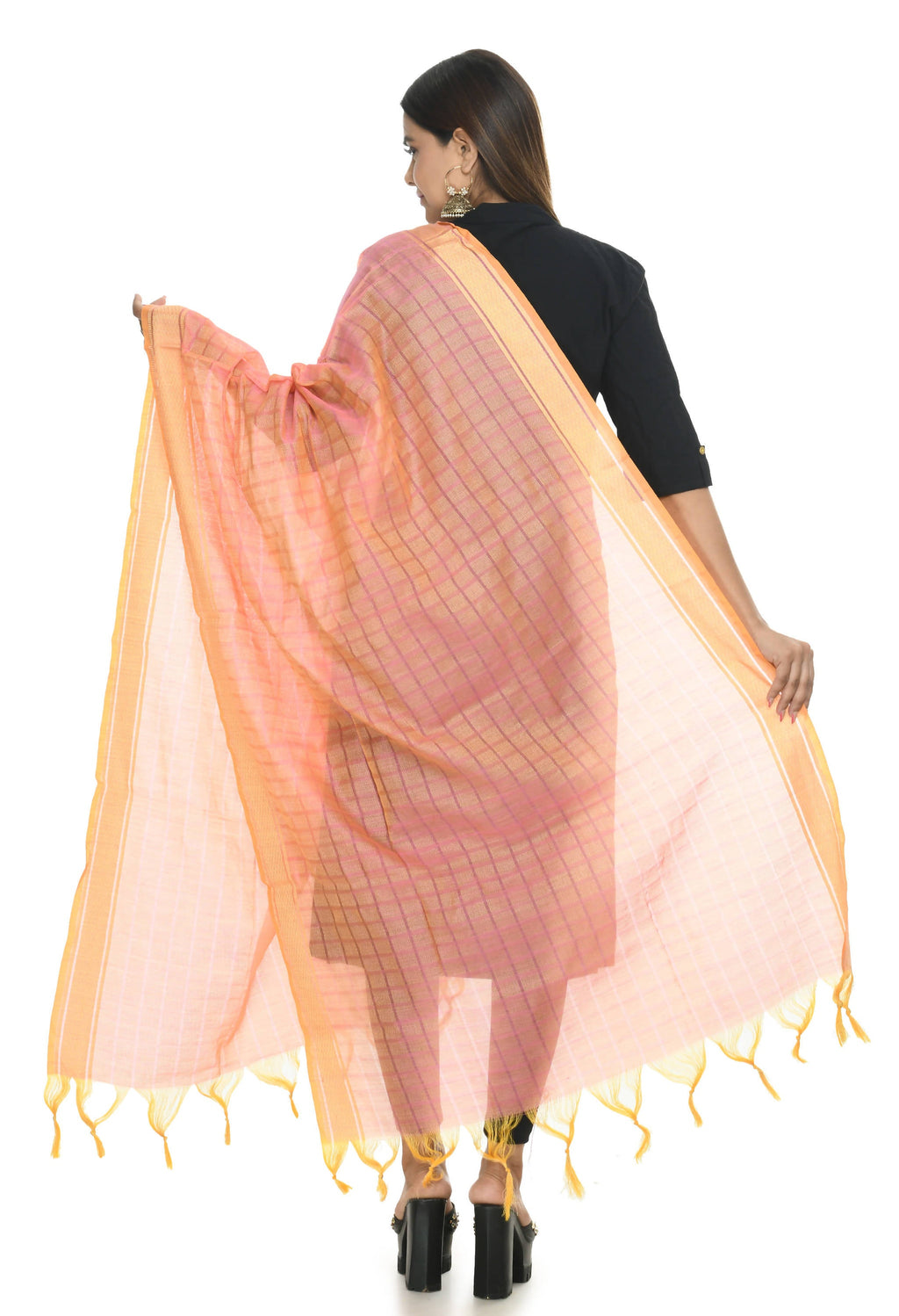 Mominos Fashion Moeza Handloom Cotton Peach Dupatta
