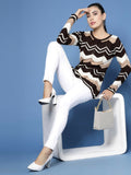 Women Self Design Brown Acrylic Winter Sweater - Wool Trees