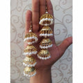 MS Fashion India Traditional Latkan Gold-Polished Bridal And Occasional Wear White Pearl Earrings