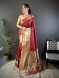Joban Fashion Brick Red Small Butti Banarasi Silk Sarees
