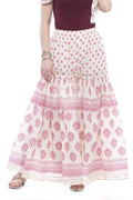 Mominos Fashion Cotton Block Print With Lace Work Off White Maroon Color Prints Palazzo