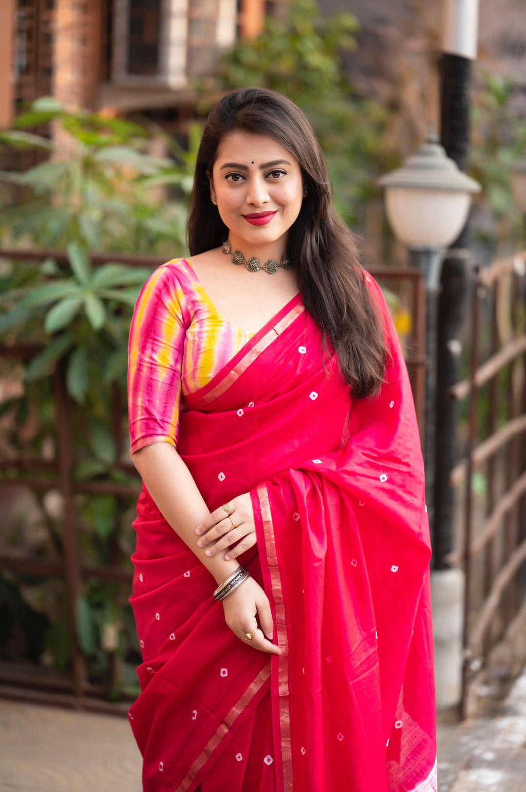 Rani Chanderi Cotton Block Print Saree with Unstitched Blouse - Hiral Fashion
