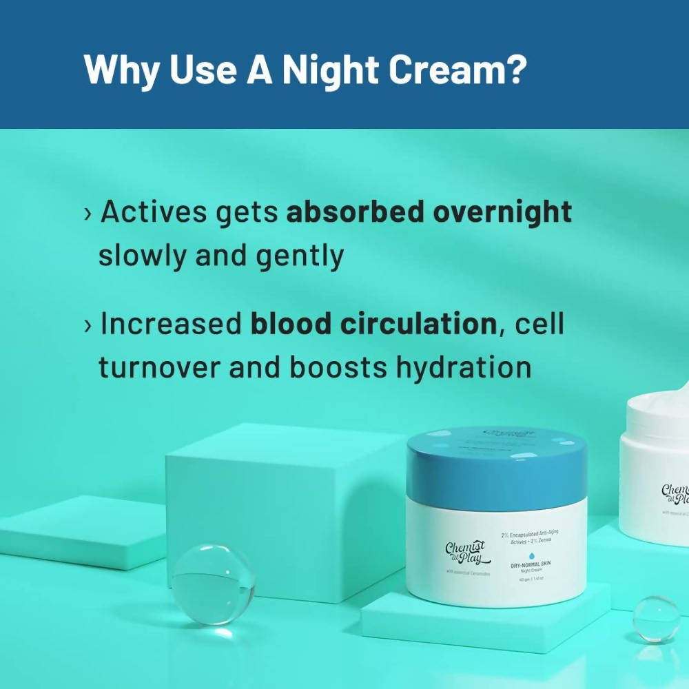 Chemist At Play Dry-Normal Skin Night Cream with Extra Moisture, Reduce Redness, and Reduce Inflammation