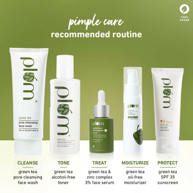Plum Green Tea & 3% Zinc Complex Face Serum with Acnacidol BG - Fights Acne, Pimples & Controls Oil