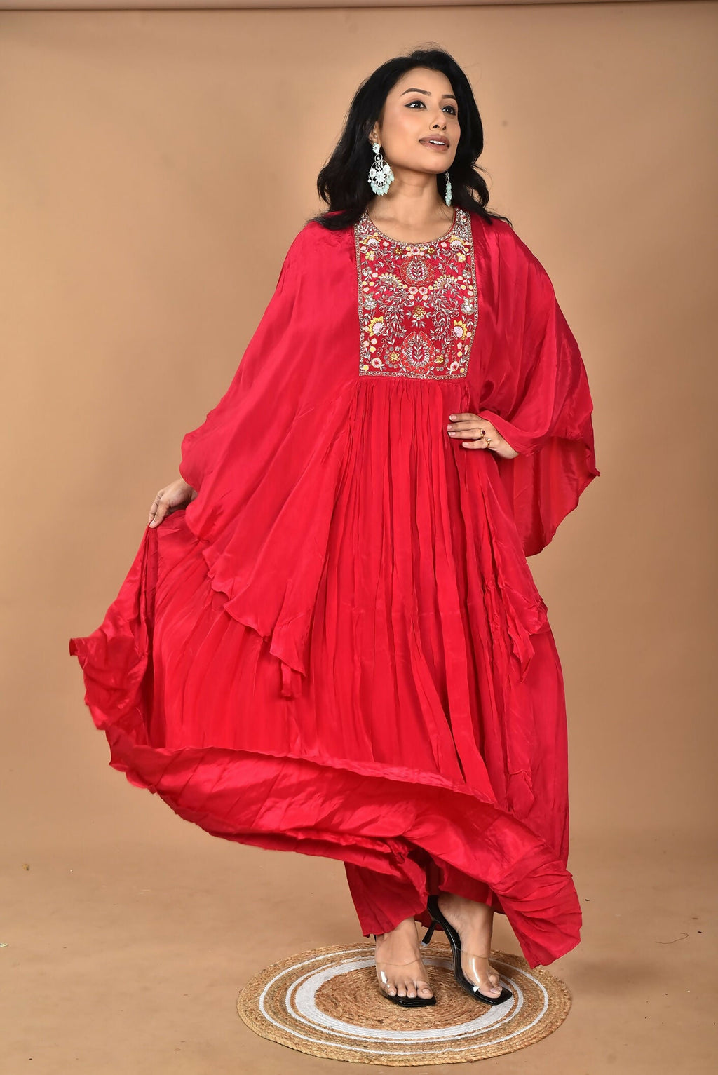 Morchari Kaftan Zari Embroidery Work Gown-Rani