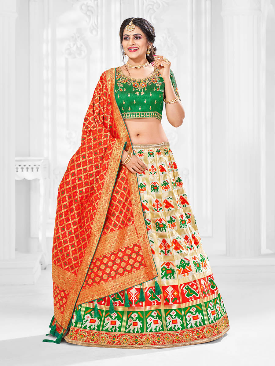 Myra Multicolour Jaquard Silk Designer Lehenga