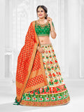 Myra Multicolour Jaquard Silk Designer Lehenga