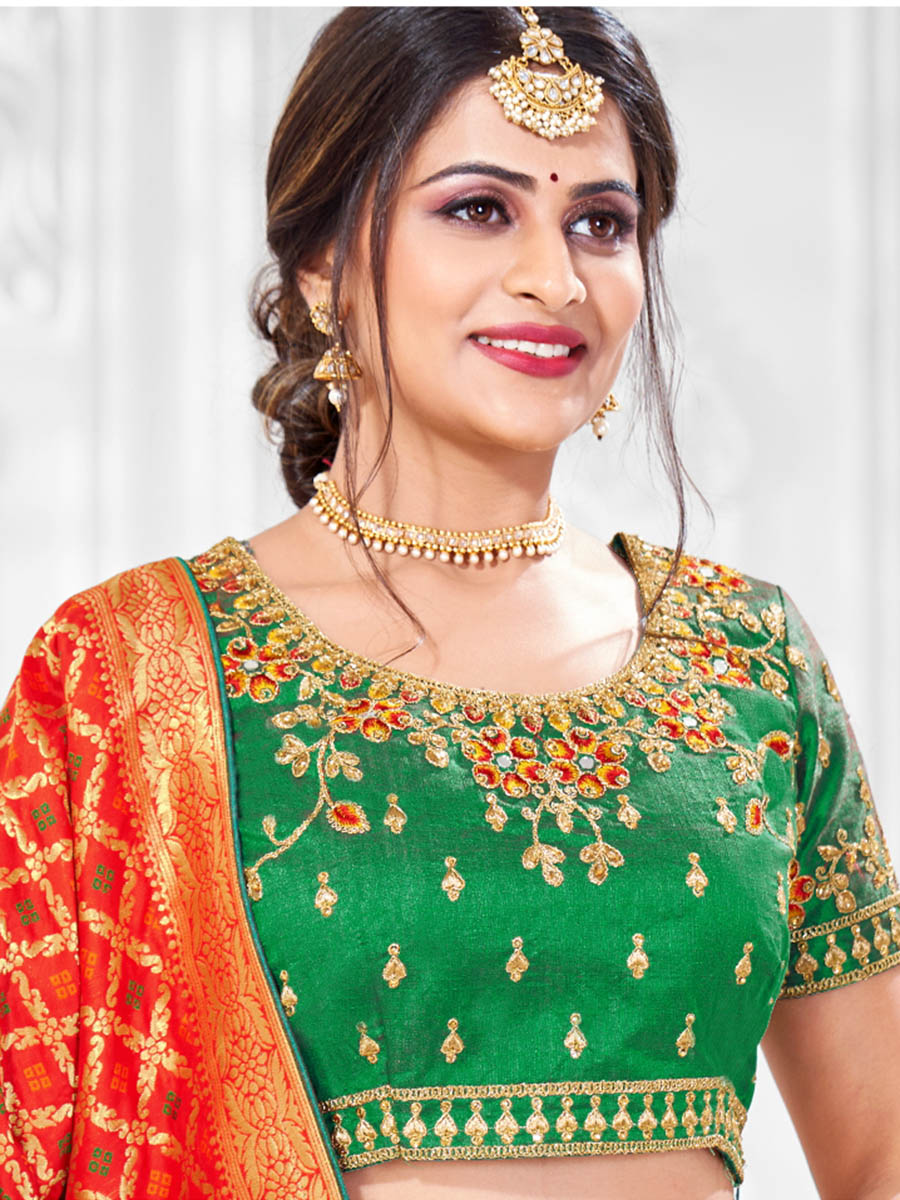 Myra Multicolour Jaquard Silk Designer Lehenga