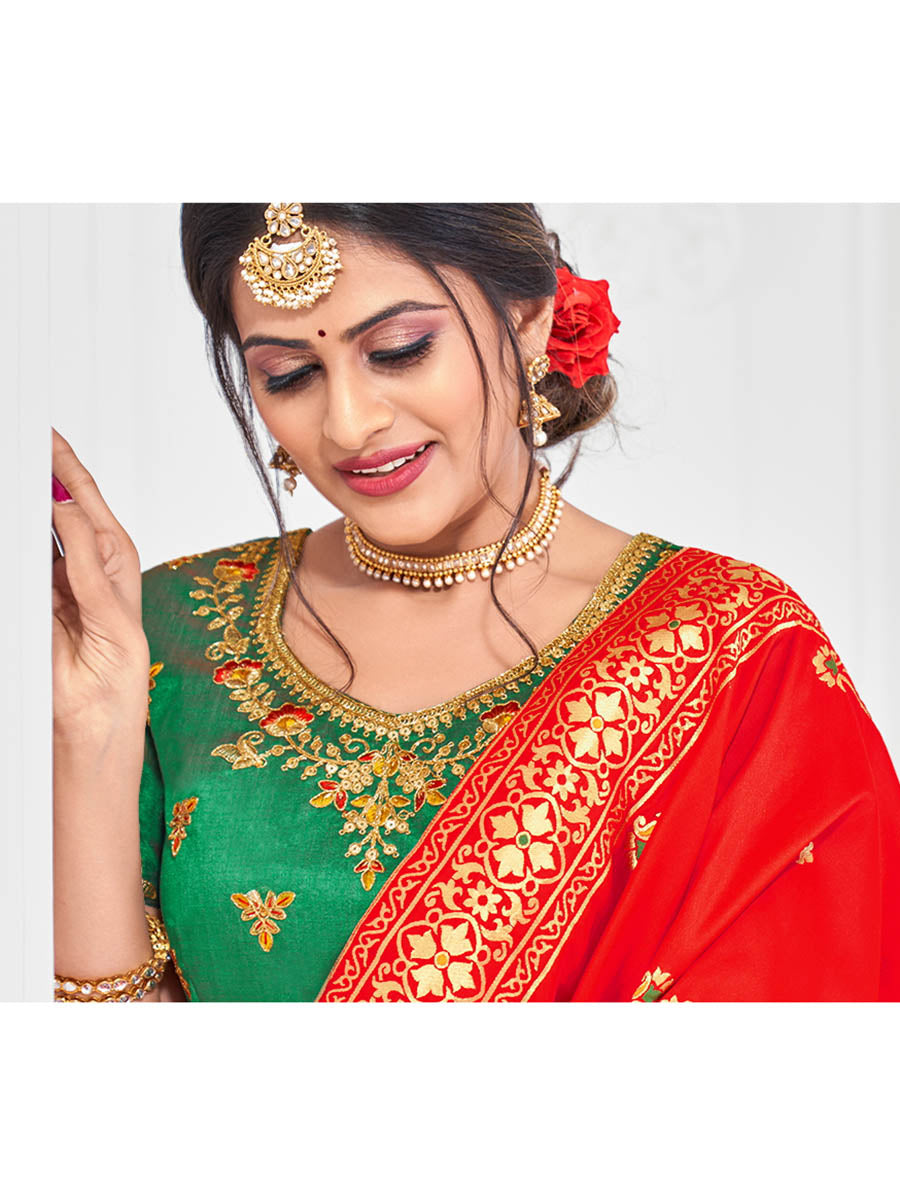 Myra Multicolour Jaquard Silk Designer Lehenga For Girls