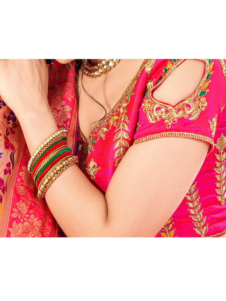 Myra Multicolour Jaquard Silk Lehenga
