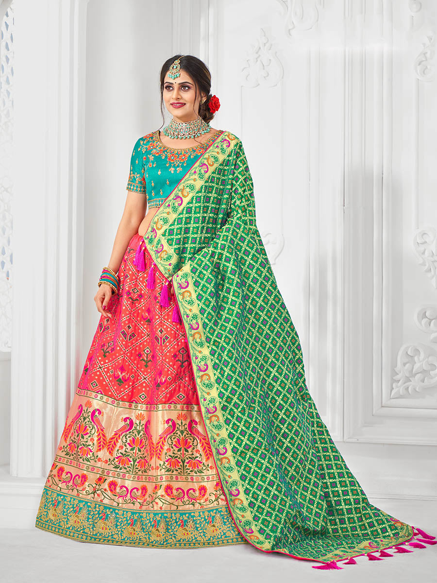 Myra Multicolour Jaquard Silk Designer Beautiful Lehenga