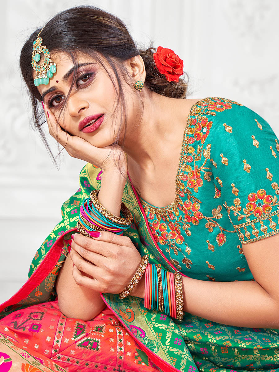 Myra Multicolour Jaquard Silk Designer Beautiful Lehenga
