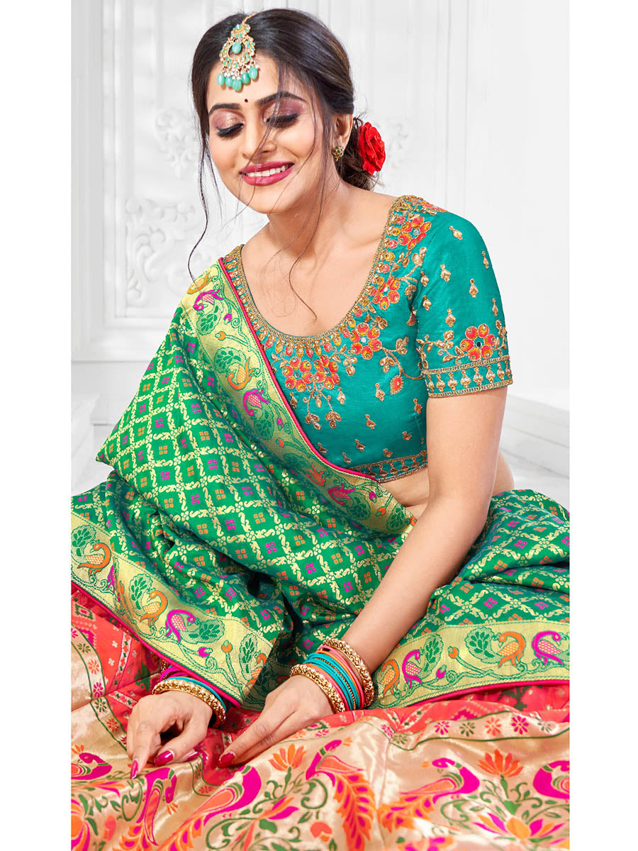 Myra Multicolour Jaquard Silk Designer Beautiful Lehenga