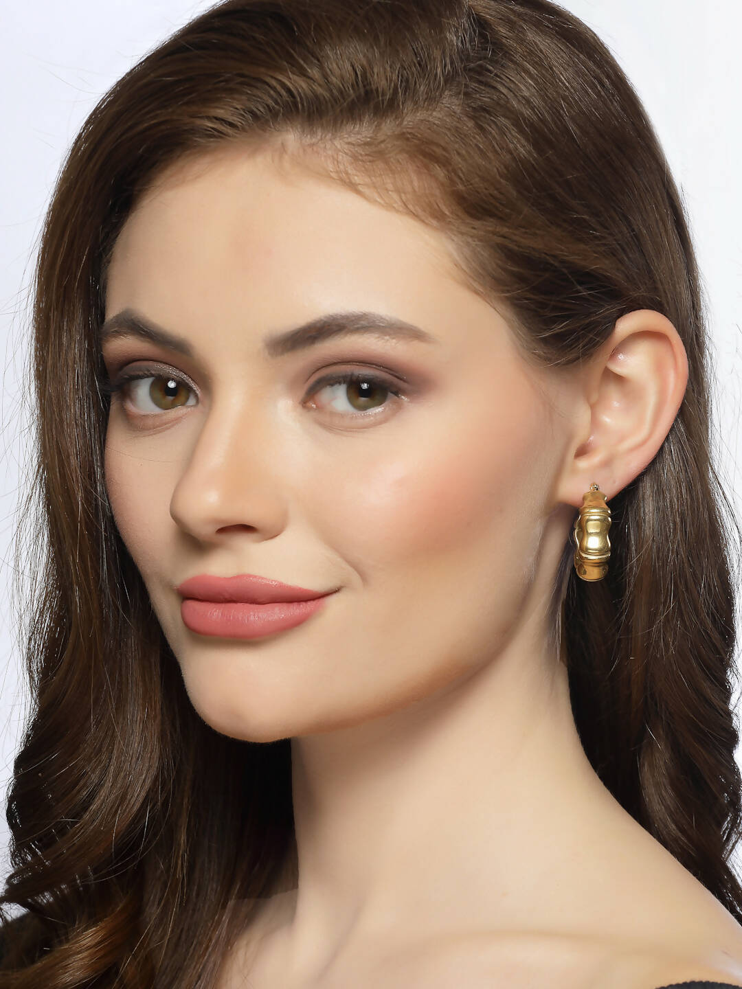 NVR Women Gold Circular Hoop Earrings