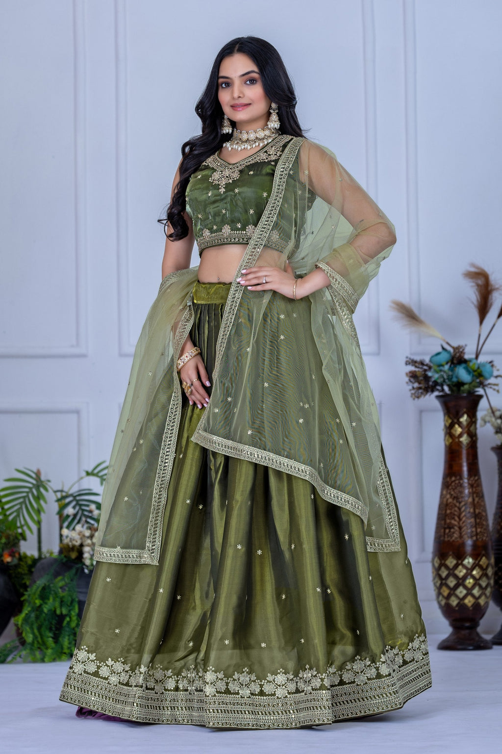 Lehenga Mart Designer Wedding Lehenga choli for Women - Mehndi