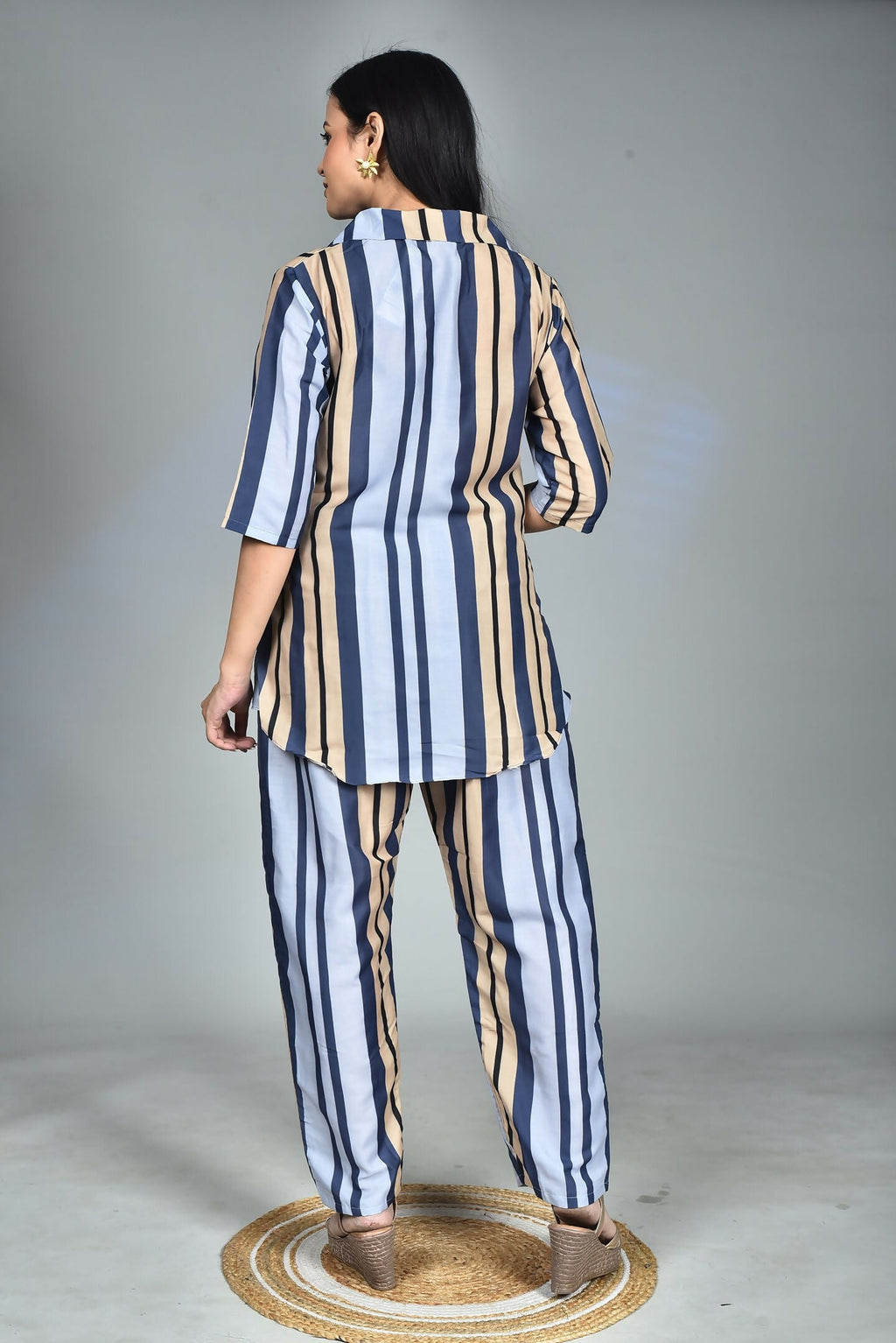 Morchari Digital Print Semi Muslin Co-Ord Set Top & Trouser-Multicolor