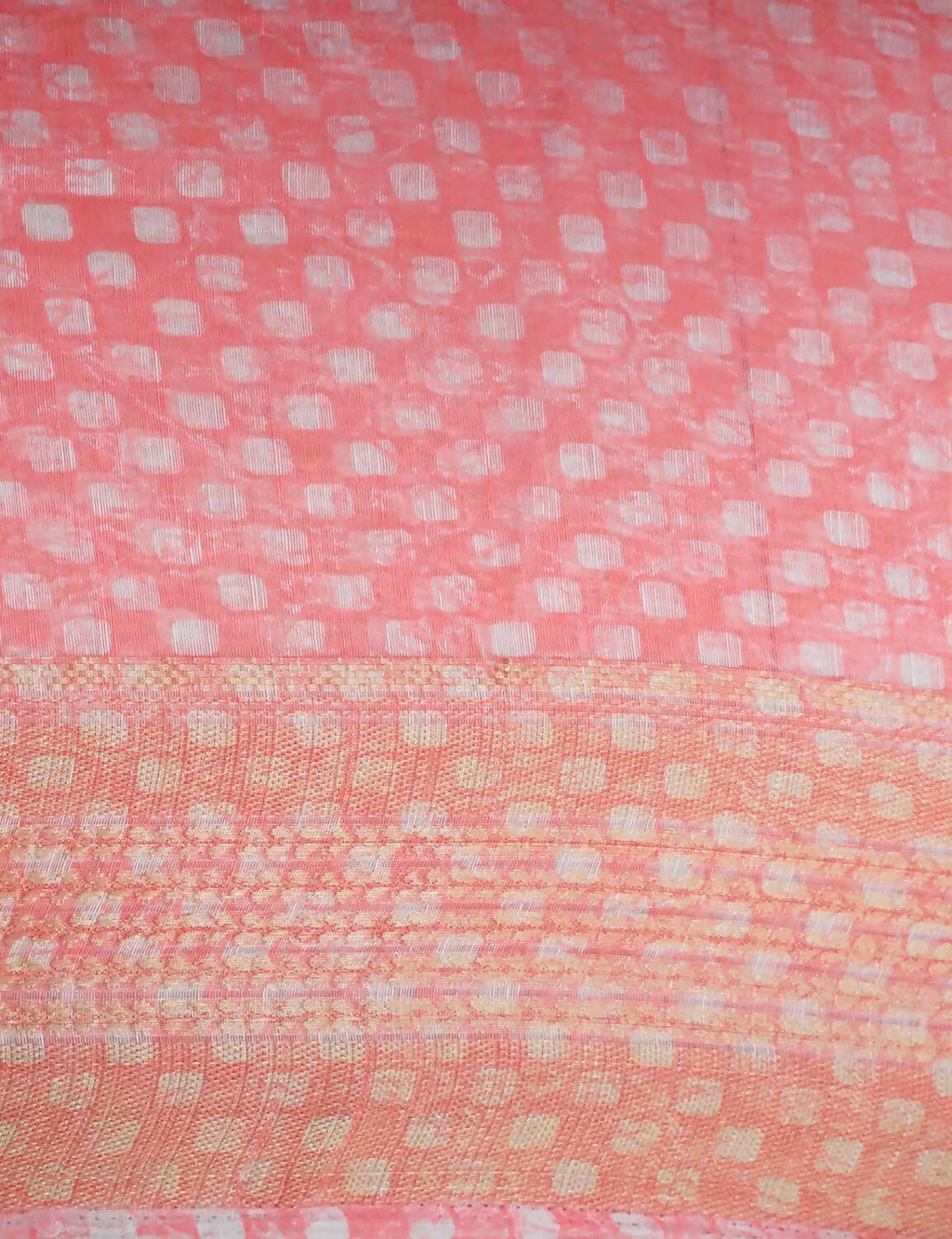 Combination Shades Of Peach Pink With Floral Design Semi Chanderi Saree By Gayathri Reddy Designer Studio