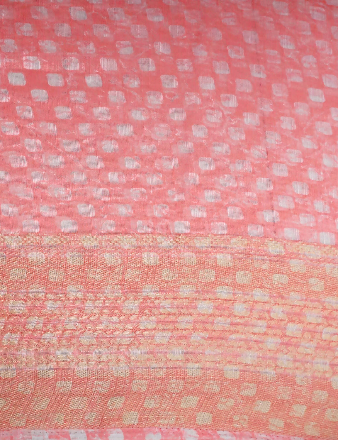 Combination Shades Of Peach Pink With Floral Design Semi Chanderi Saree By Gayathri Reddy Designer Studio