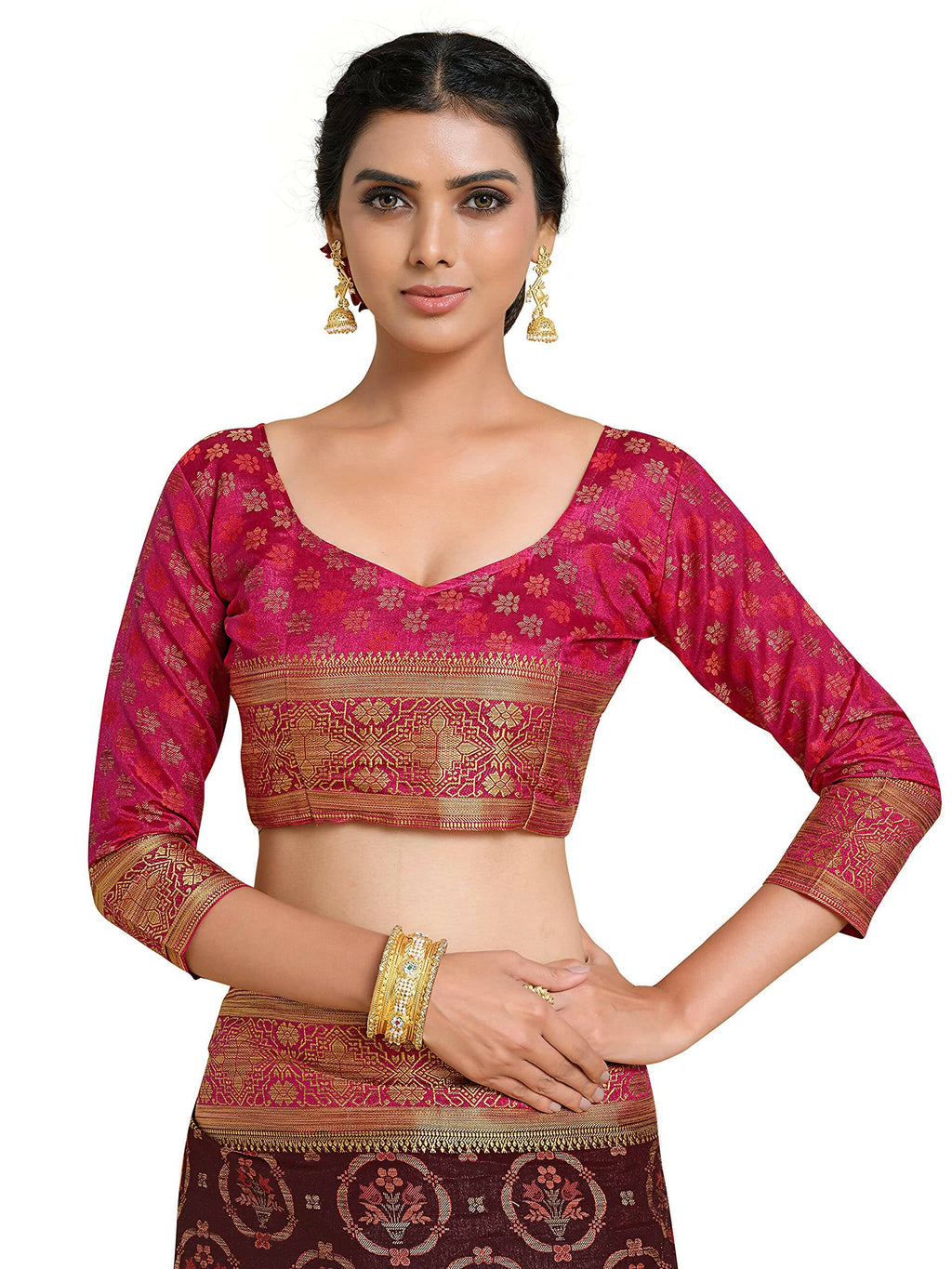 Mimosa Women's Kanjivaram Art Silk Burgundy Saree
