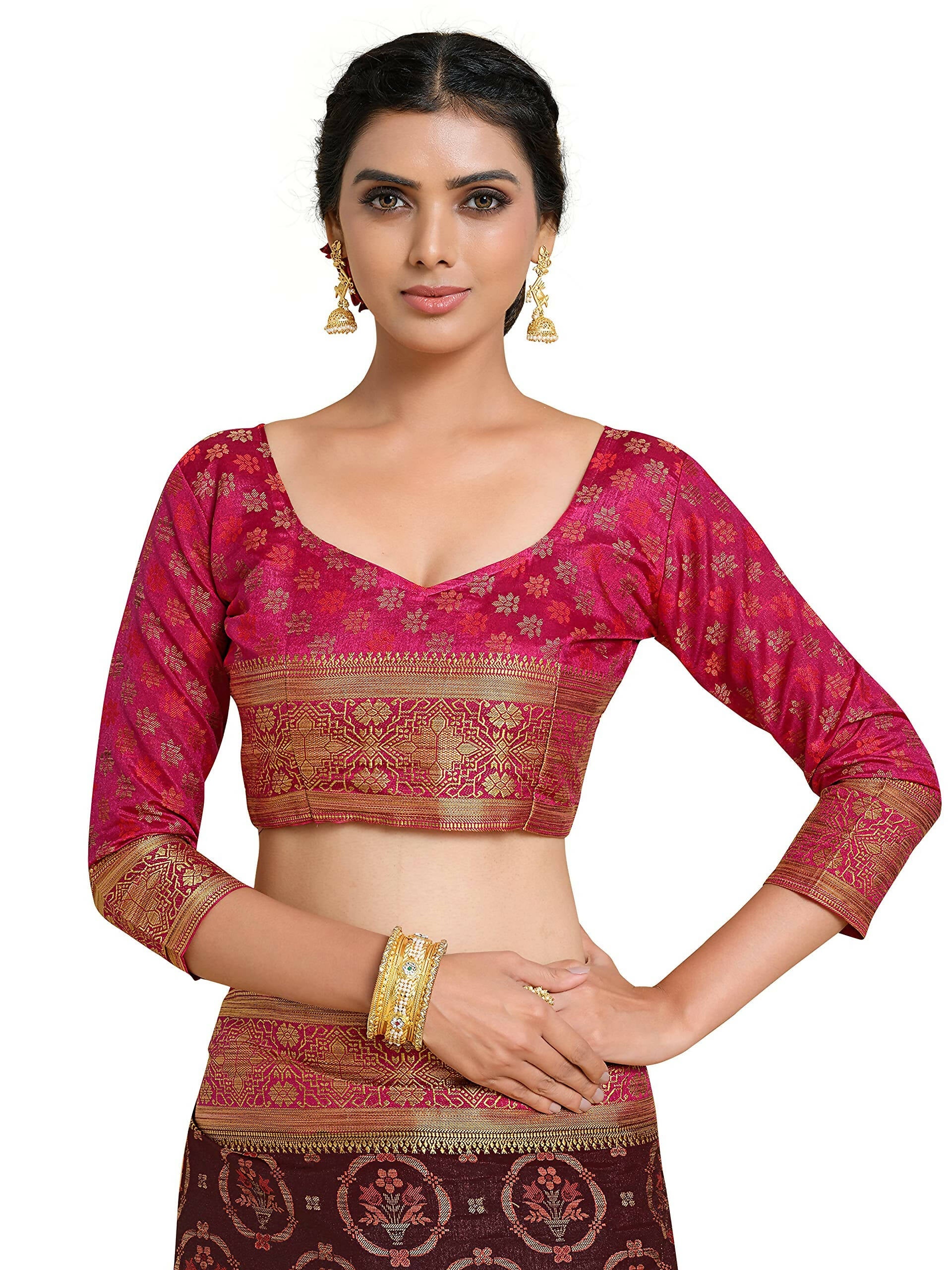 Mimosa Women's Kanjivaram Art Silk Burgundy Saree