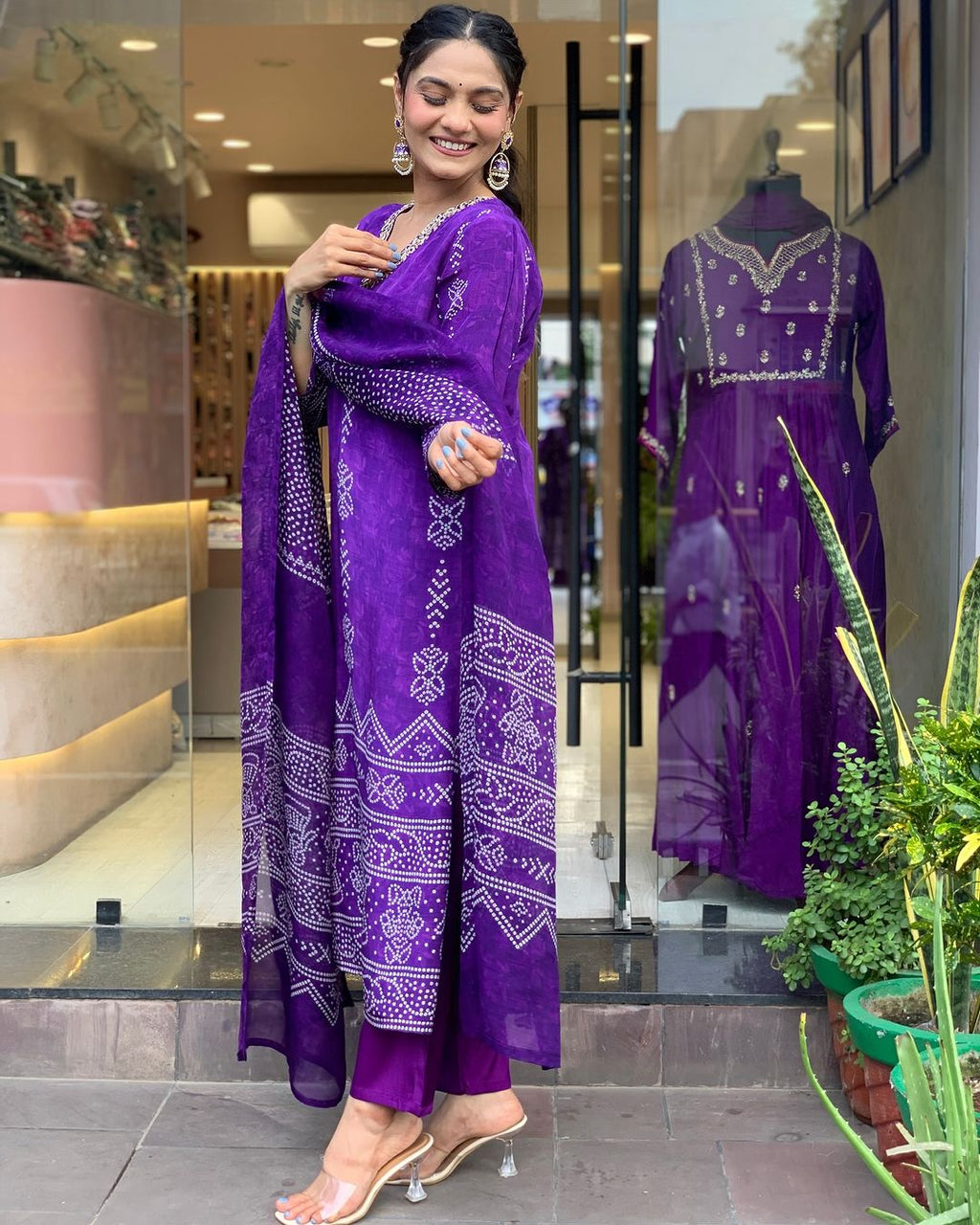 The52 Silk Blend Printed Fabric work Straight cut Kurta, Pant and Dupatta Set
