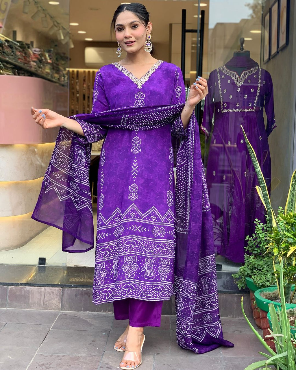 The52 Silk Blend Printed Fabric work Straight cut Kurta, Pant and Dupatta Set
