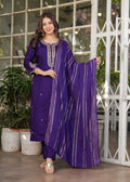 The52 Beautiful Embroidered Viscose Chanderi Fabric Straight Kurta, Pant and Dupatta Set