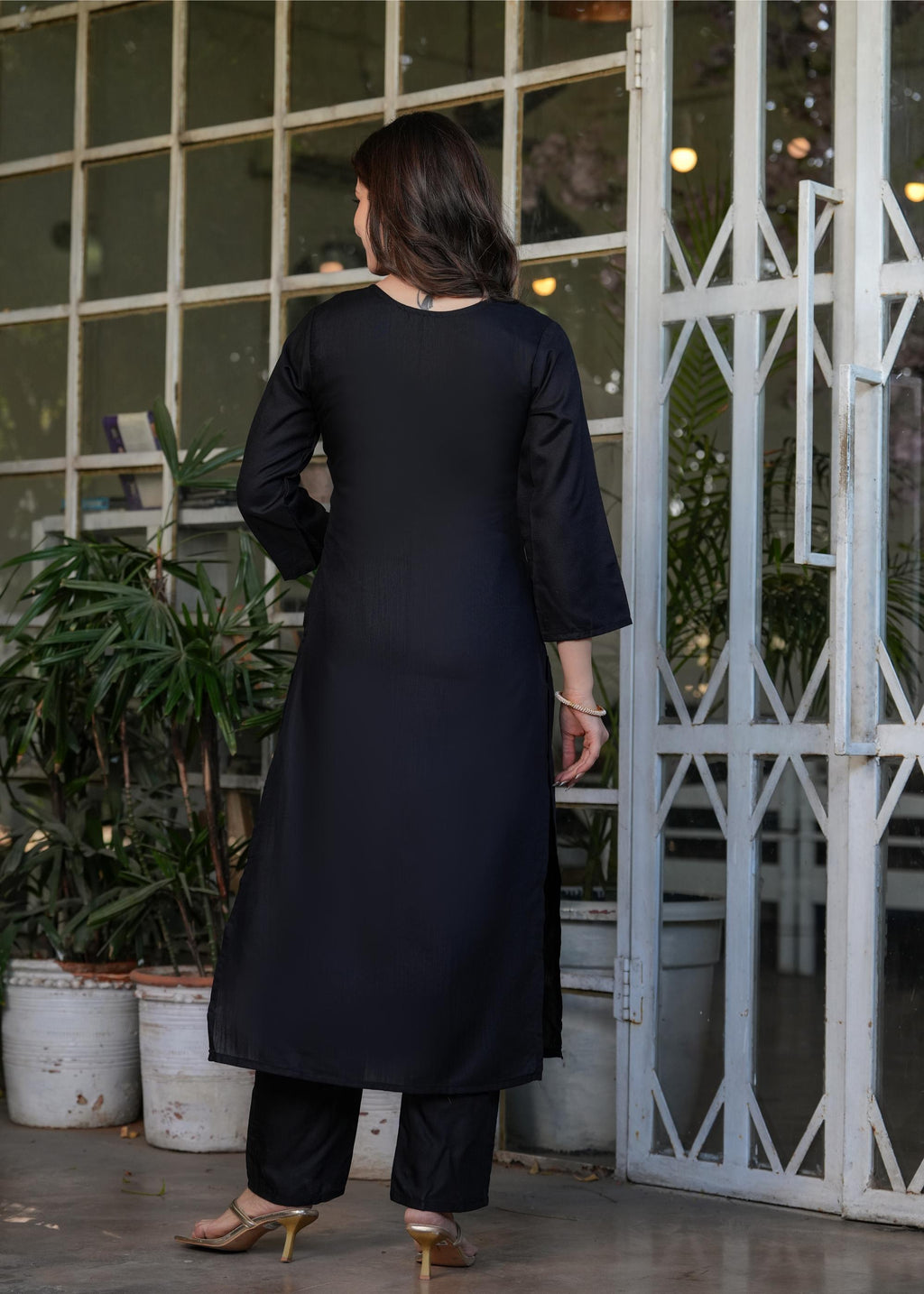 The52 Beautiful Thread Work Viscose Rayon Fabric Straight Kurta, Pant and Dupatta Set