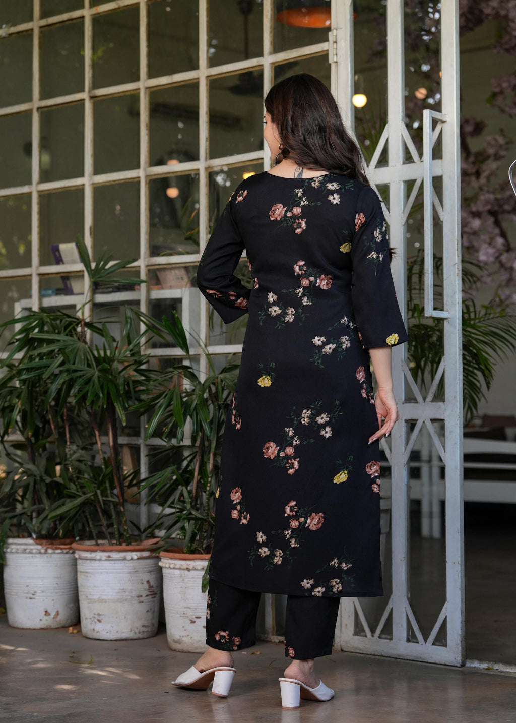 Teeya Creation Black Color Silk Blend Digital Print Fully Stitched Kurti Set