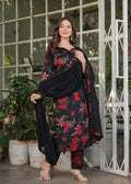 Teeya Creation Black Color Silk Blend Digital Print Fully Stitched Kurti Set