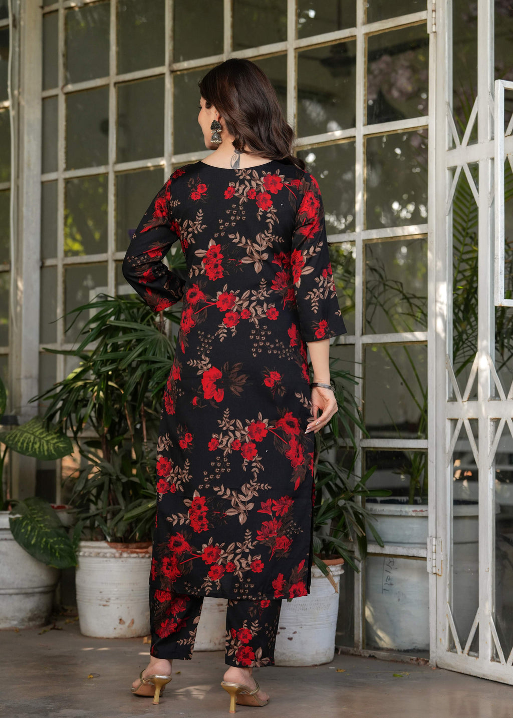 Teeya Creation Black Color Silk Blend Digital Print Fully Stitched Kurti Set