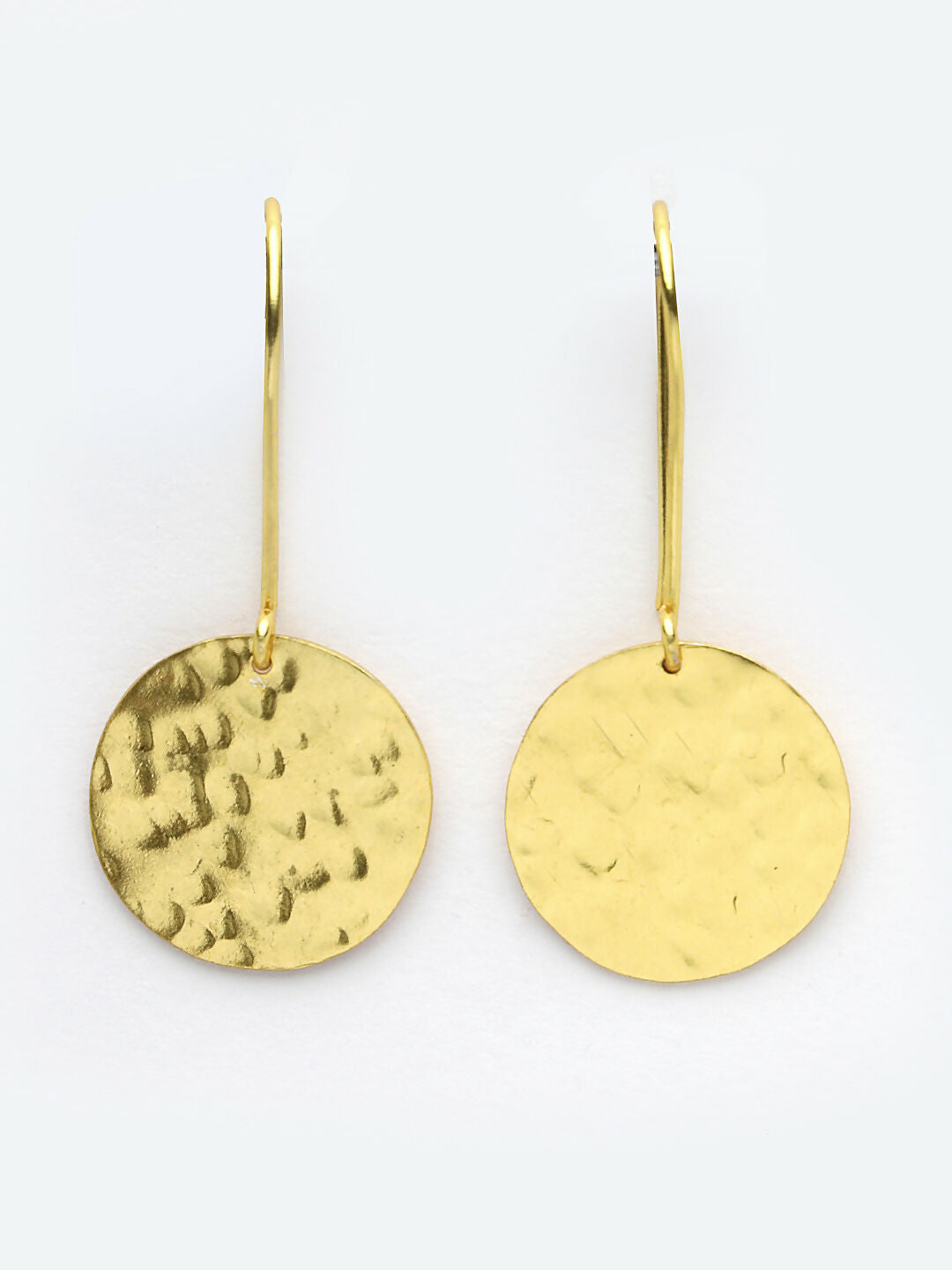 NVR Women Gold-Polished Fish Hook Circle Drop Earrings