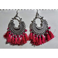 MS Fashion India Half Moon Pink Color Silk Thread Earrings