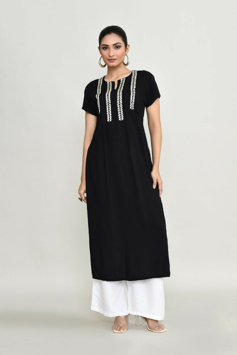 Joban Fashion Black Rayon Kurta Set